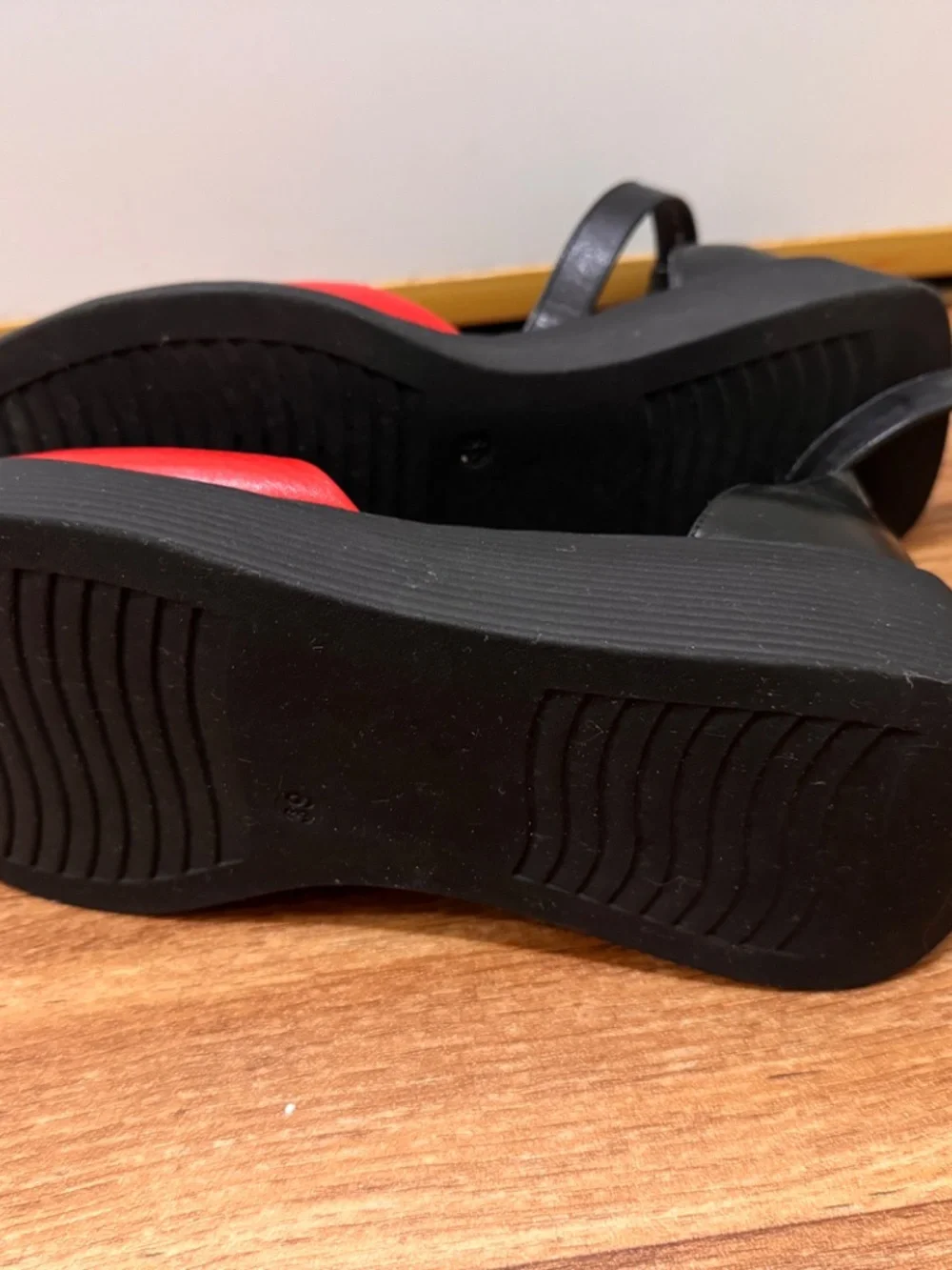 BELWEST Red & Black Leather Wedge Sandals – Women’s